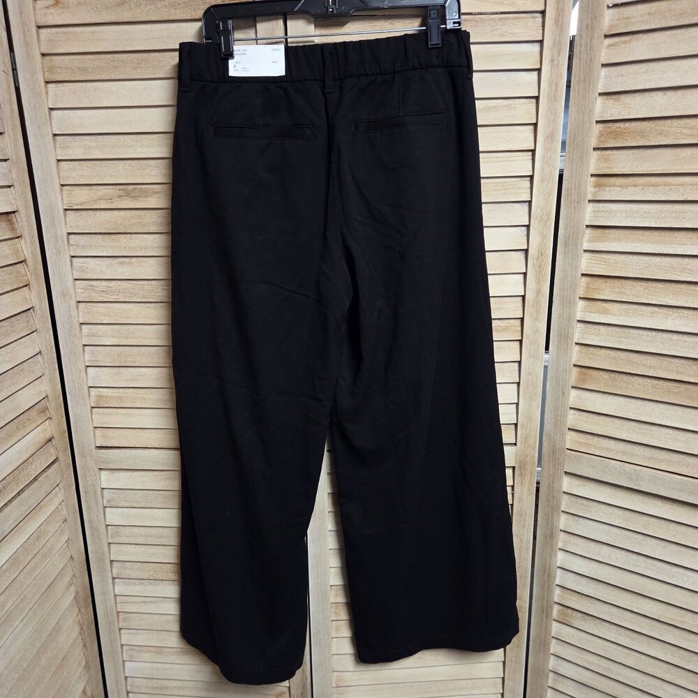 American Eagle Black Wide Leg Trouser Pants High Rise Stretch Size 8 Short New - Picture 2 of 7